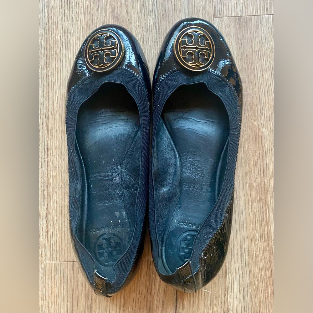 Tory Burch Caroline Leather Black 7.5 Women’s Ballet Flats